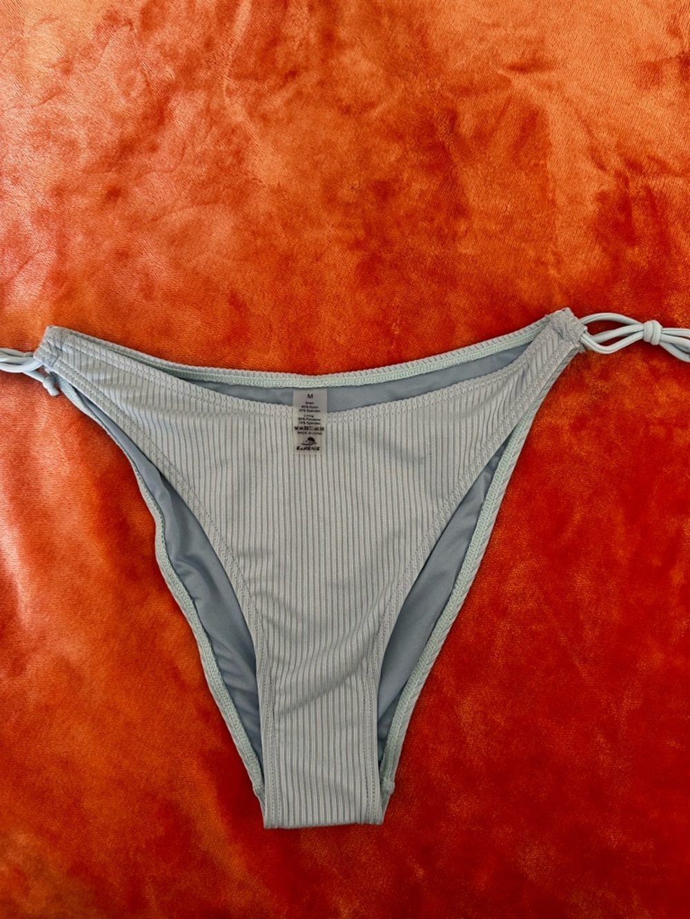 Ribbed Light Blue Tie-Side Bikini Bottom - Women Swim NWOT
